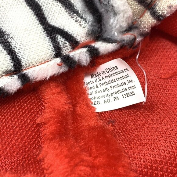 Red Santa Zebra Print Trim Plush Cap Novelty Christmas Party Hat - Picture 3 of 4